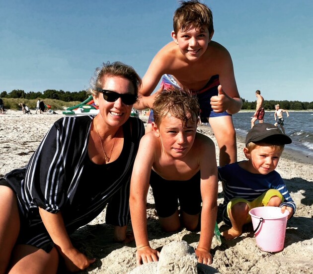Lisa med barnen Alfons, Elliot och Gustav