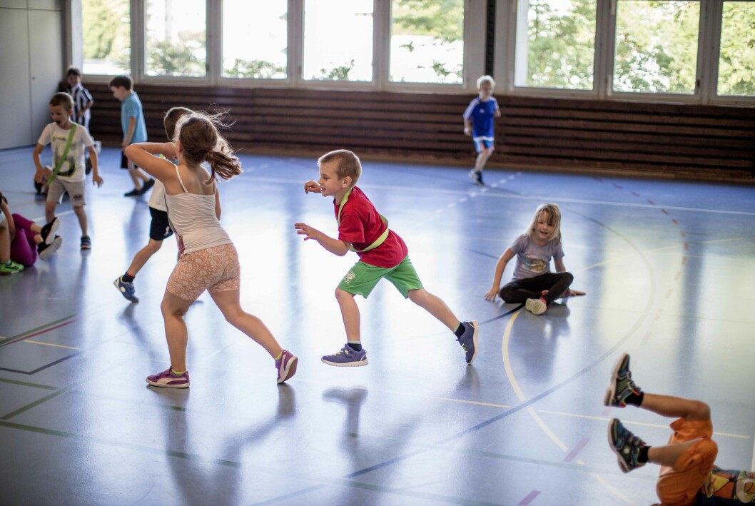 barn som går i gymnastik som aktivitet