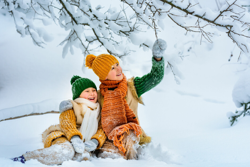 barn som leker i snön