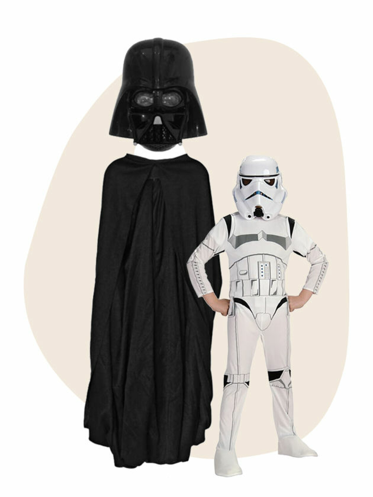 Darth Vader-dräkt vuxen och stormtrooper-kit barn