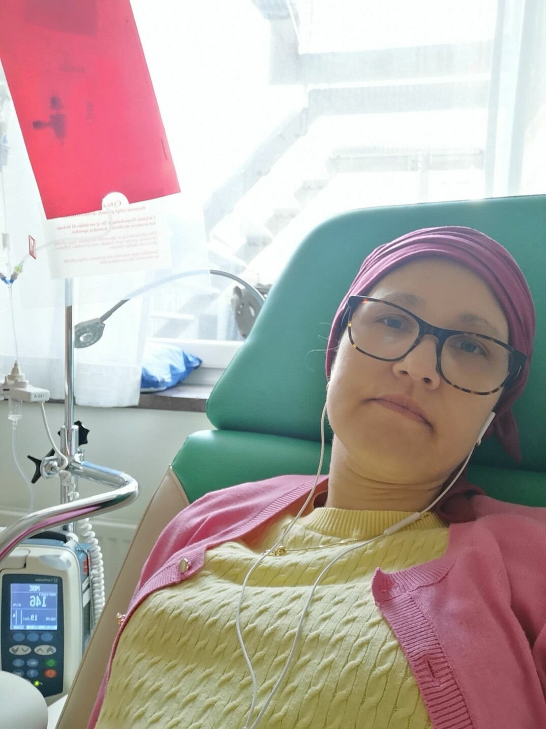 Ebba påbörjade cellgiftsbehandlingen på sjukhuset i Lund i slutet av 2019.
