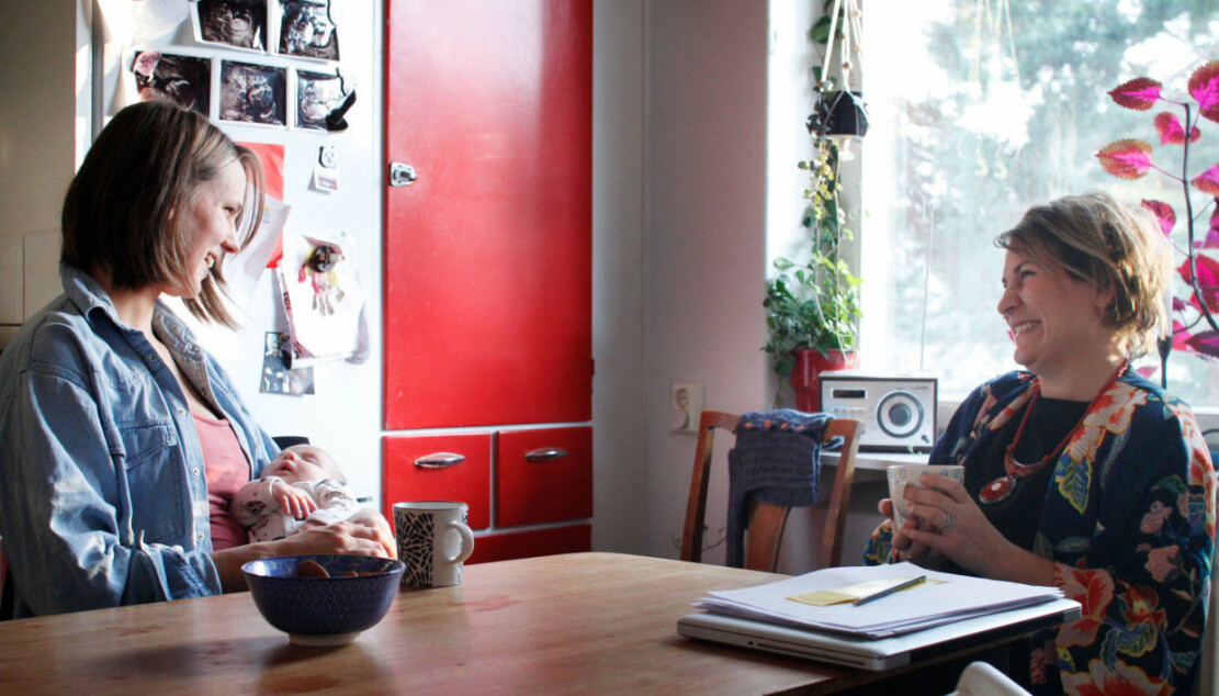 Filippa Risbecker, dottern Lowa och doulan Tove Lundlycke.