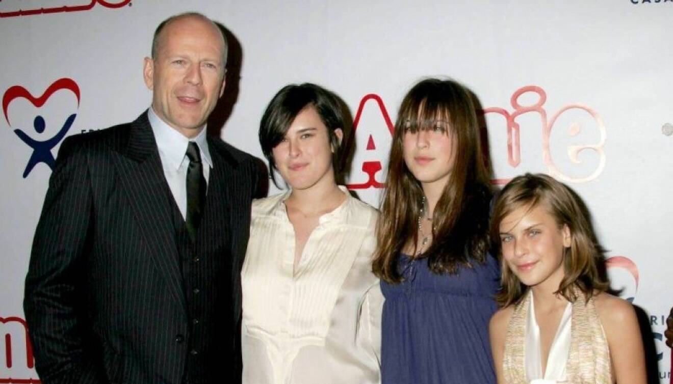 Bruce Willis med tre av sina barn.