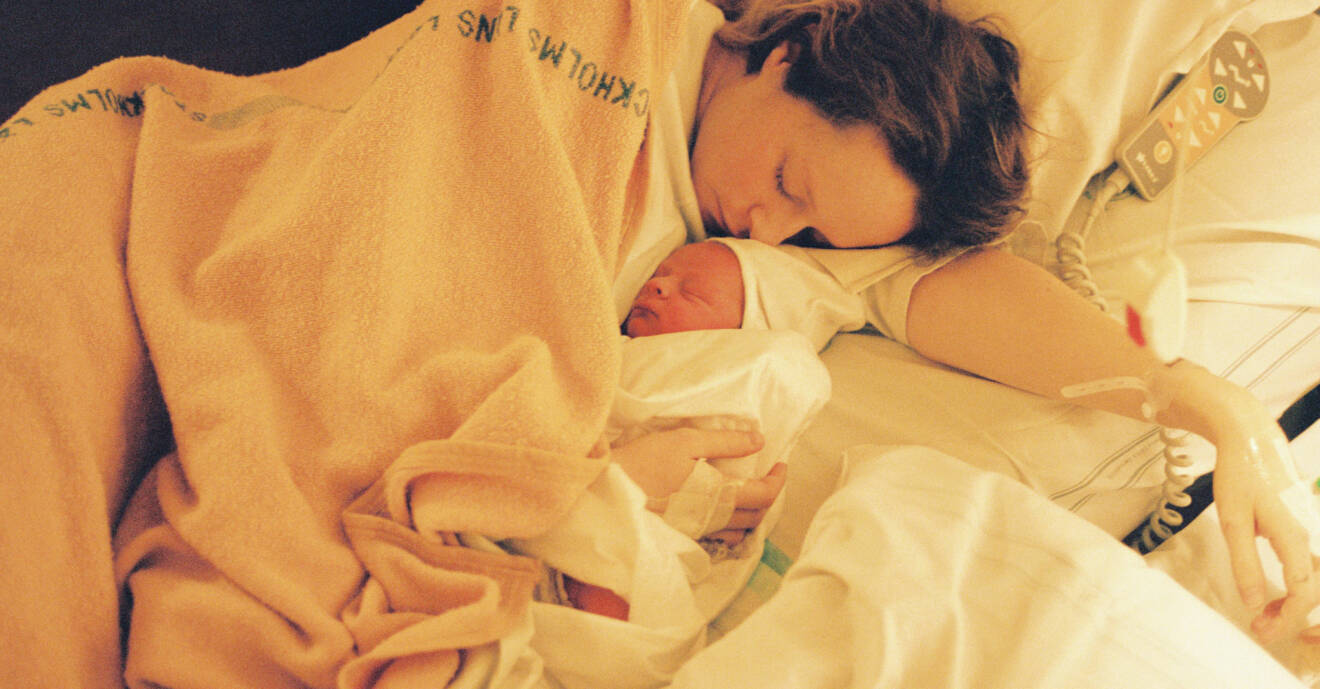 Instagramprofilen Emilia Bergmark-Jiménez med nyfödd bebis