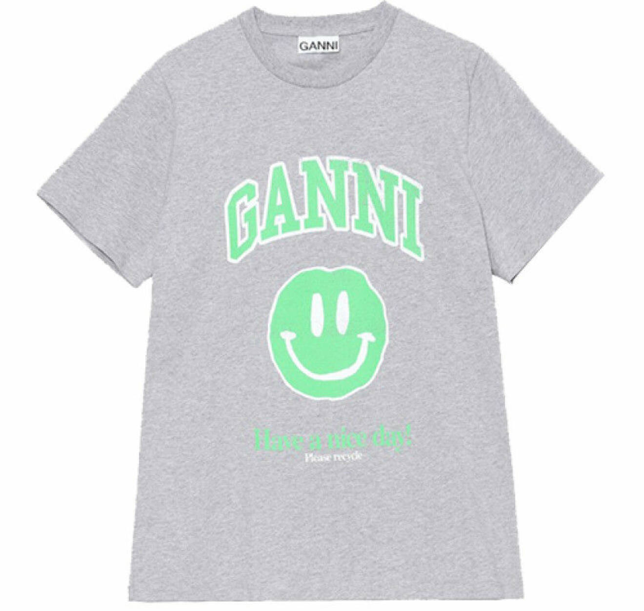 Grå t-shirt med tryck Ganni