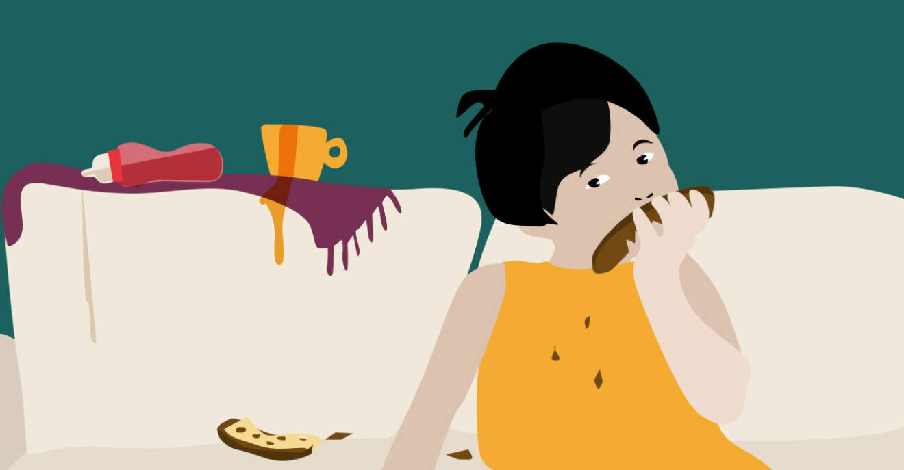 illustration på mamma som äter frukost