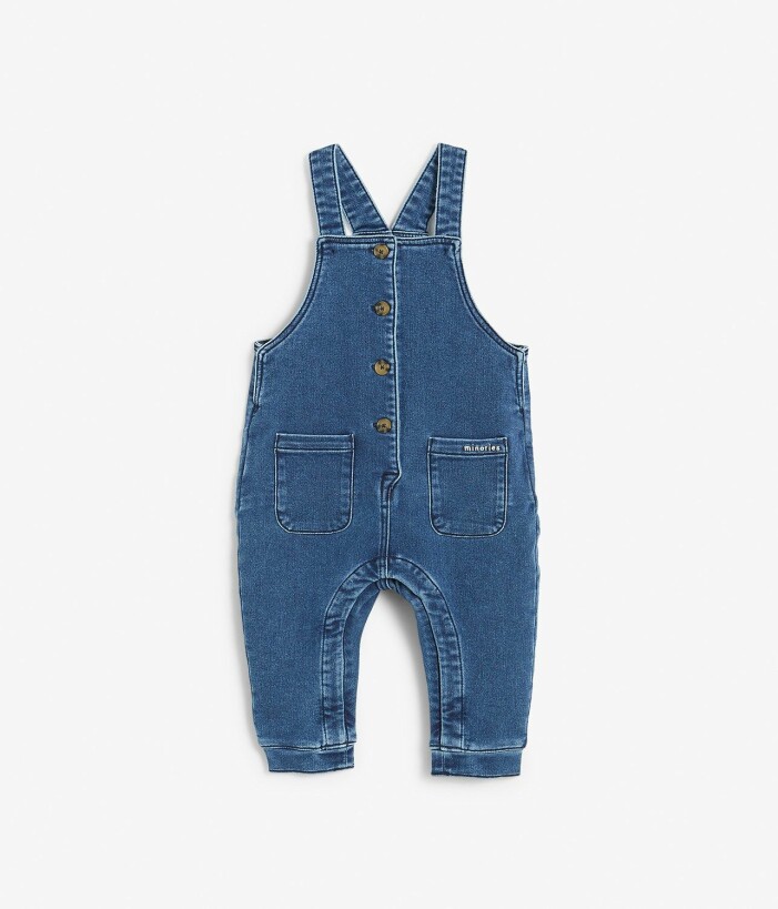 Hängselbyxor i jeans för bebis