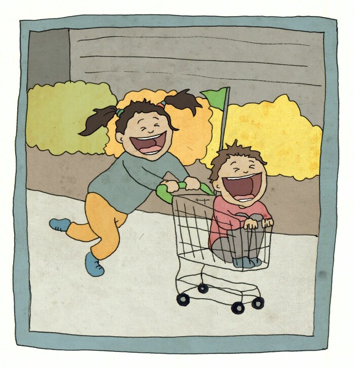 Kärleken mellan syskon kan vara det bästa som finns! Illustration: Louise Edlund Winlbad. Illustration på när barn leker.