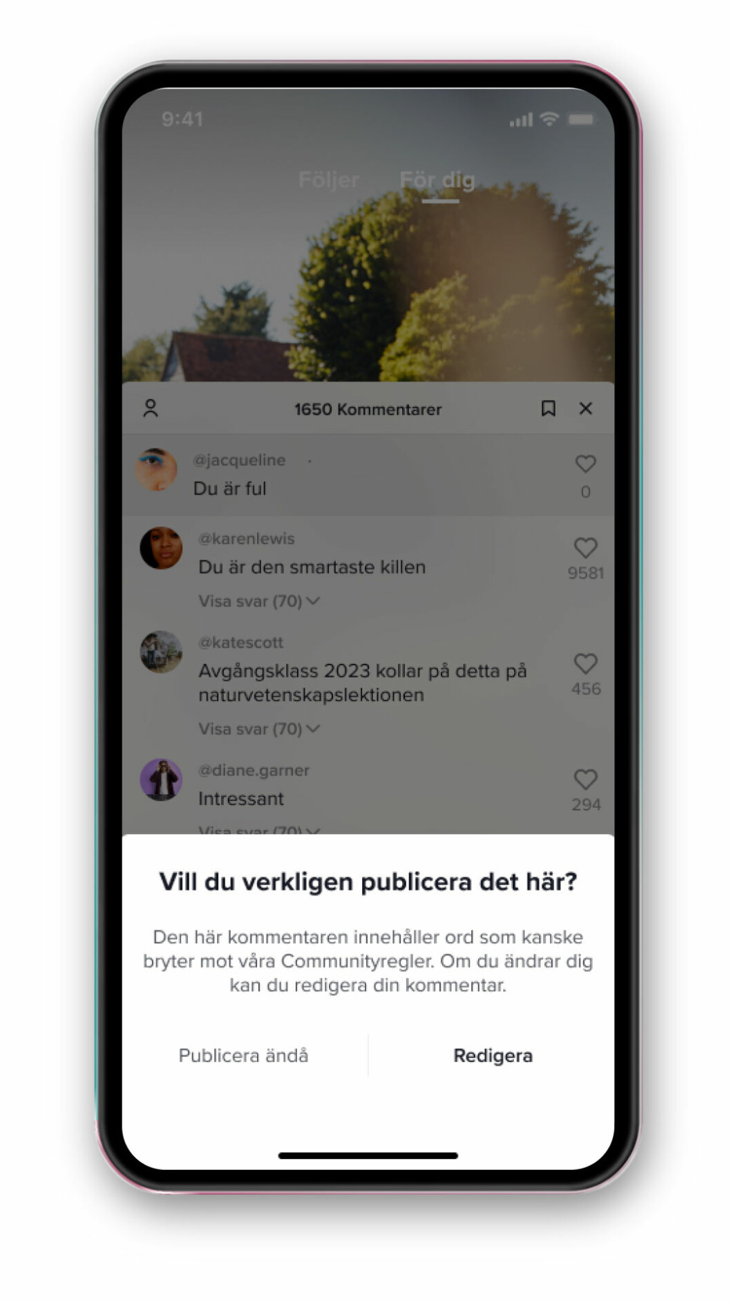 Det här meddelandet kan dyka upp för de som kommenterar elakt. Det här meddelandet kan dyka upp för de som kommenterar elakt.