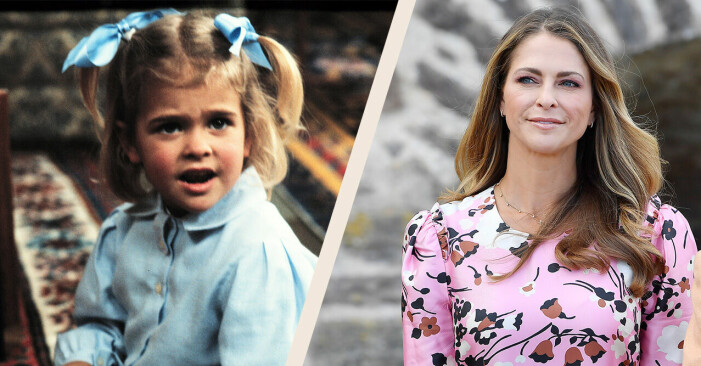 Till vänster: Arkivbild från 1986 på prinsessan Madeleine. Prinsessan Madeleine
