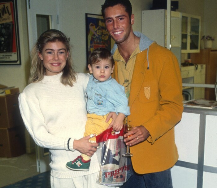 Pernilla Wahlgren, Oliver och pappa Emilio Ingrosso år 1991. Pernilla, Emilio och Oliver