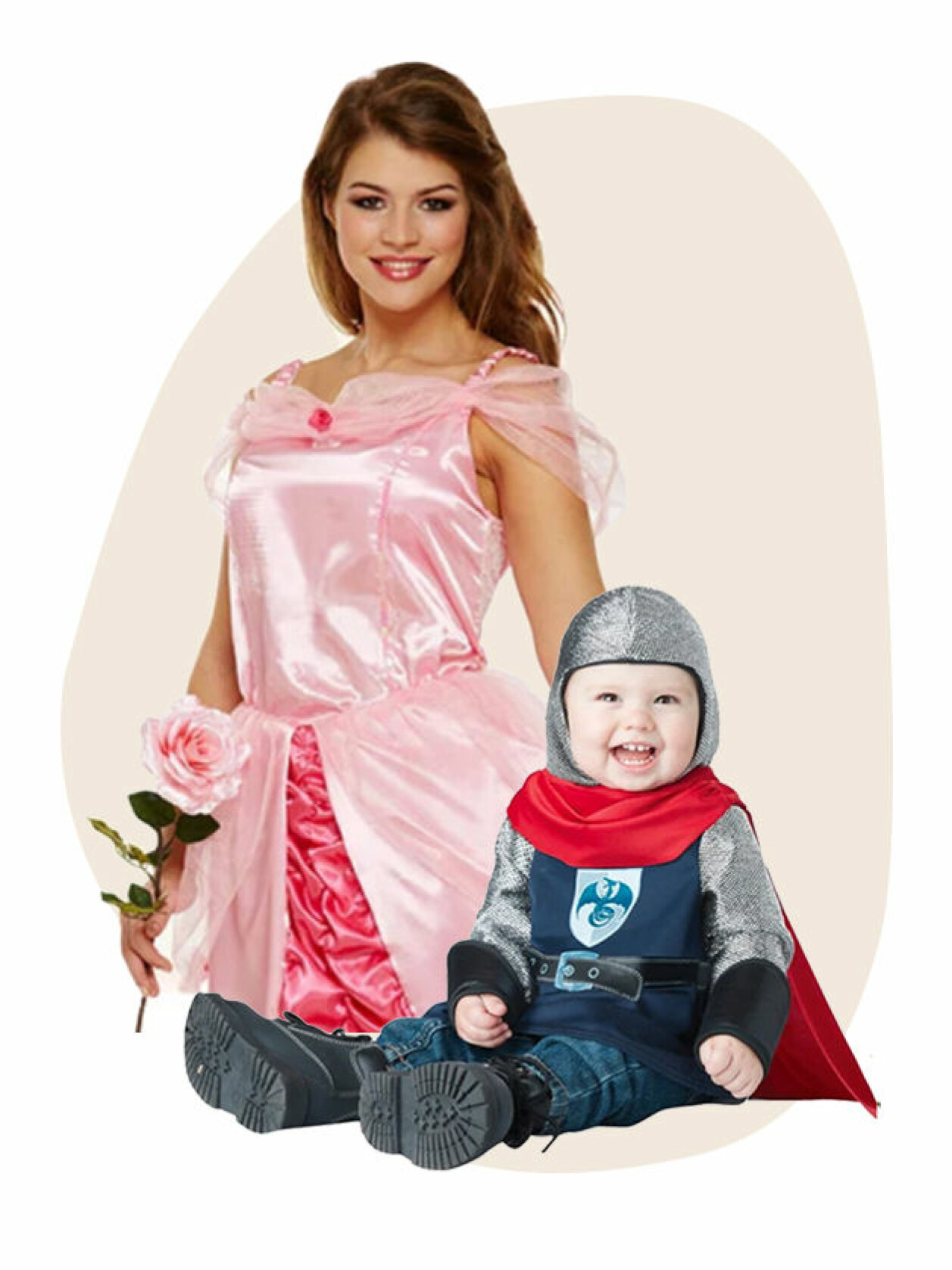 Prinsessklänning vuxen och riddare barndräkt
