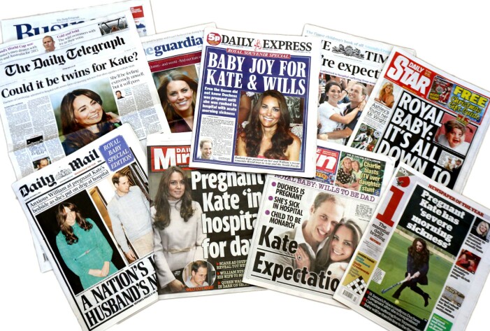 tidningar med rubriker om att kate middleton är gravid