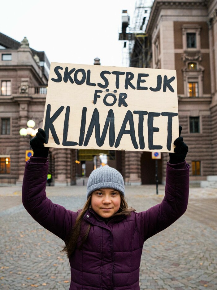 Greta utanför riksdagen nu i november.