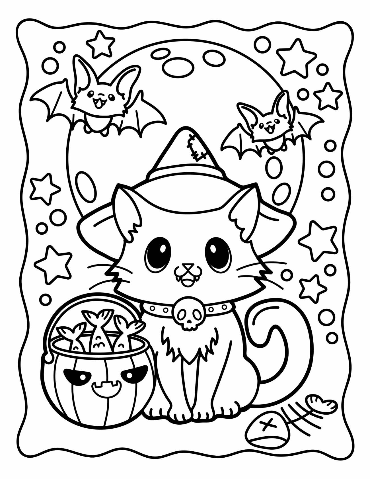 Halloween mandala med kattmotiv