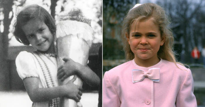 Silvia och prinsessan Madeleine när de är sex år gamla.