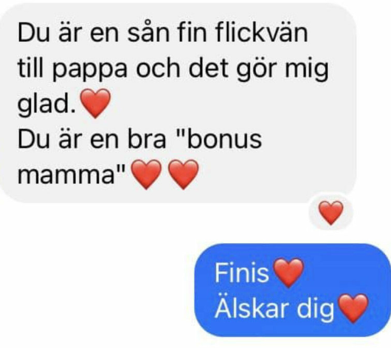 Sms till Valéria Wirén från bonussonen
