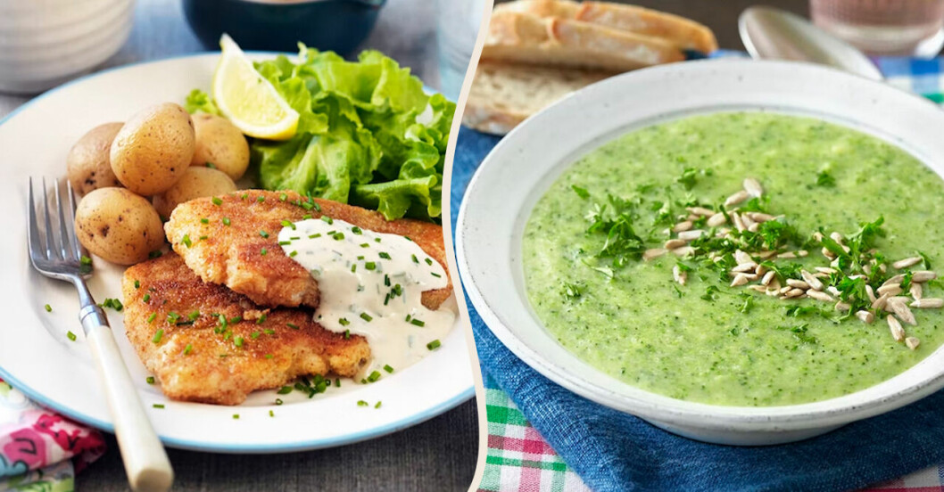 Panerad torsk och broccolisoppa