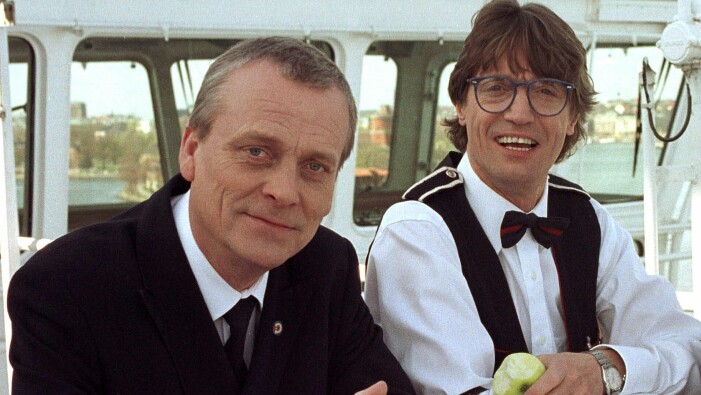 En bild från tv-serien Rederiet. Karaktärerna Torbjörn ”Joker” Jonasson till höger och kompisen Uno (som spelades av Hans V. Engström) till vänster. Uno och Joker från Rederiet
